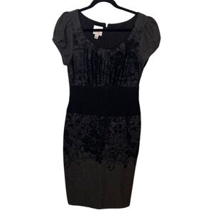 Suzi Chin for Maggy Boutique Black Sheath Cocktail Dress, Puff Cap Sleeves. Sz 8